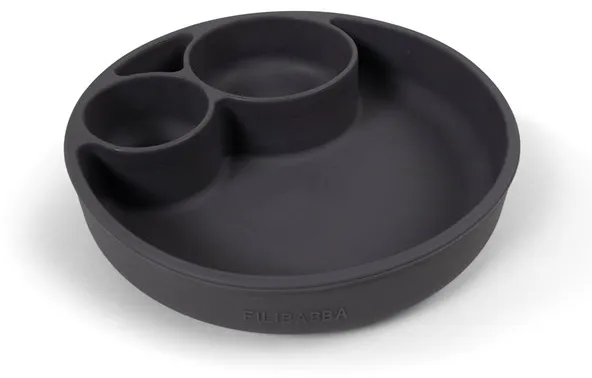 Filibabba silikonetallerken med inndelte seksjoner - Stone Grey