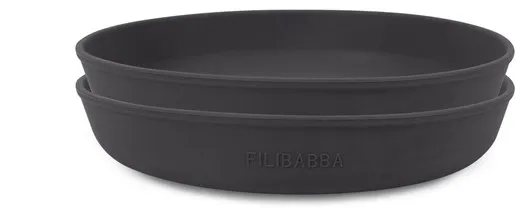 Filibabba Silikontallerken 2 stk - Steingrå