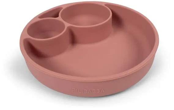 Filibabba Silikon delt tallerken - Rose