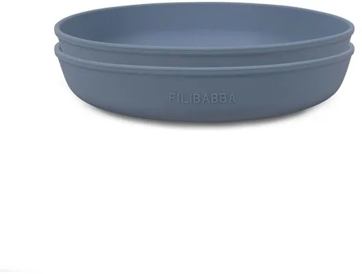 Filibabba Silikontallerken 2 stk - Pudderblå